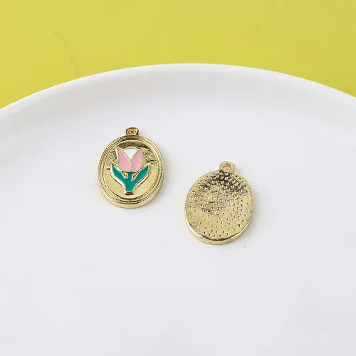 Alloy Drip Tulip Flower Pendant DIY Ornament 4pcs