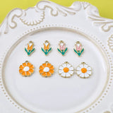 Alloy Drip Tulip Flower Pendant DIY Ornament 4pcs