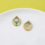 Alloy Drip Tulip Flower Pendant DIY Ornament 4pcs