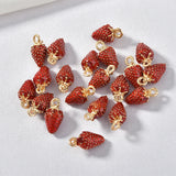 Alloy Drop Oil Small Strawberry Pendant DIY Accessories 2pcs