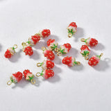 Alloy Drop Oil Small Strawberry Pendant DIY Accessories 2pcs
