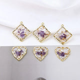 Alloy Edge Transparent Pearl Foil Dried Flower Earrings