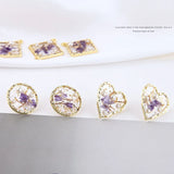 Alloy Edge Transparent Pearl Foil Dried Flower Earrings