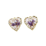 Alloy Edge Transparent Pearl Foil Dried Flower Earrings