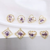 Alloy Edge Transparent Pearl Foil Dried Flower Earrings
