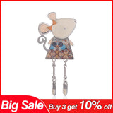 Alloy Enamel Brooches for Women Cartoon Animals Mouse Scarf Pins