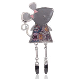 Alloy Enamel Brooches for Women Cartoon Animals Mouse Scarf Pins