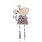 Alloy Enamel Brooches for Women Cartoon Animals Mouse Scarf Pins