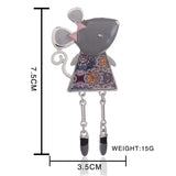 Alloy Enamel Brooches for Women Cartoon Animals Mouse Scarf Pins
