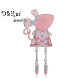 Alloy Enamel Brooches for Women Cartoon Animals Mouse Scarf Pins