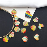 Alloy Enamel Heart Round Love Wave Line Rainbow Stripe Neon Charm