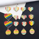 Alloy Enamel Heart Round Love Wave Line Rainbow Stripe Neon Charm