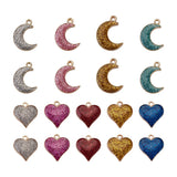 Alloy Enamel Pendants, Heart, Golden, Mixed Color, 17.5x16mm