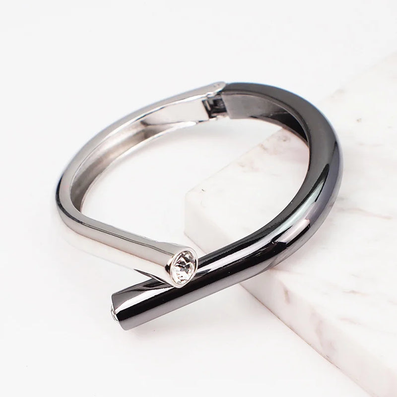 Alloy Geometric Bangles Rhinestone Cuff Bracelets