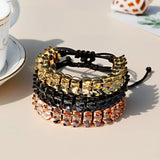 Alloy Keel Chain Hand Bracelet Zircon Inlaid for Women Men