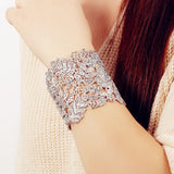 Golden Lace Bracelet Leaf Boho Openwork Alloy