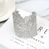 Golden Lace Bracelet Leaf Boho Openwork Alloy