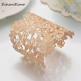 Golden Lace Bracelet Leaf Boho Openwork Alloy