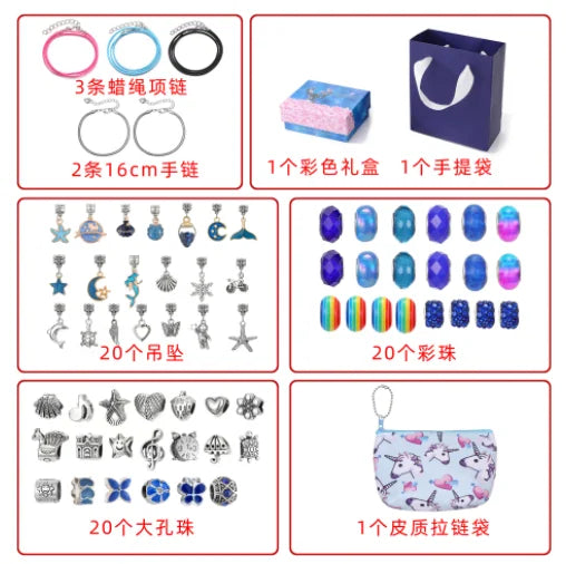 Alloy Jewelry Sets Crystal Diy Bracelet Necklace Beading for Kids