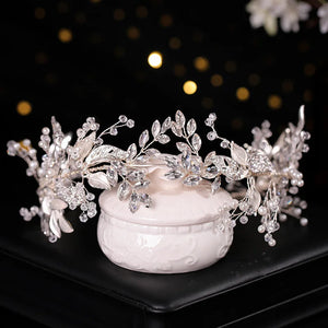 Leaf Braided Rhinestone Flower Hairband Wedding Jewelry