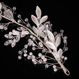 Leaf Braided Rhinestone Flower Hairband Wedding Jewelry