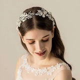 Leaf Braided Rhinestone Flower Hairband Wedding Jewelry