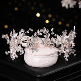 Leaf Braided Rhinestone Flower Hairband Wedding Jewelry