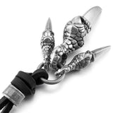 Alloy Leather Pendant Necklace Dragon Claw Gothic Adjustable Chain