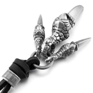 Alloy Leather Pendant Necklace Dragon Claw Gothic 16-26 Inch Chain Silver
