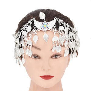 Alloy Leaves Tassels Headband Vintage Metal Charms Hair Jewelry