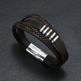 Alloy Magnet Buckle Leather Rope Hand Woven Bracelet Men's Jewelry