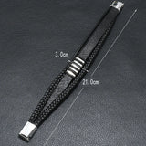 Alloy Magnet Buckle Leather Rope Hand Woven Bracelet Men's Jewelry
