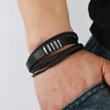 Alloy Magnet Buckle Leather Rope Hand Woven Bracelet Men's Jewelry
