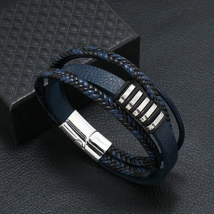Alloy Magnet Buckle Leather Rope Hand Woven Bracelet Men's Jewelry