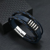 Alloy Magnet Buckle Leather Rope Hand Woven Bracelet Men's Jewelry