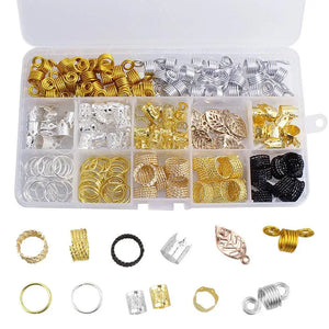 Alloy Metal African Hair Rings Beads Box Set Hair Braids Jewelry Decoration