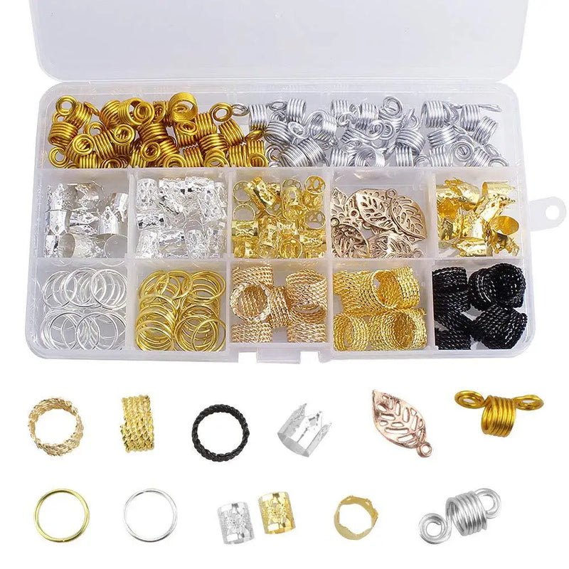 Alloy Metal African Hair Rings Beads Box Set Hair Braids Jewelry Decoration