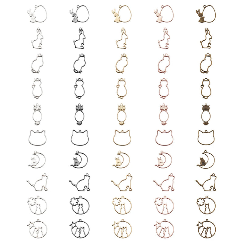 Open Back Bezel Pendants for DIY Resin Jewelry 10pcs/set