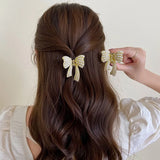 Alloy Pearl Bow Tie Clip Hair Ornaments Shark Clip Head Ornaments