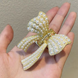 Alloy Pearl Bow Tie Clip Hair Ornaments Shark Clip Head Ornaments