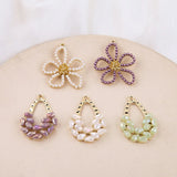 Alloy Pearl Crystal Flower Basket Pendant DIY Earring Material 4pcs