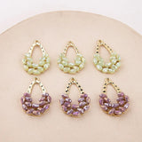Alloy Pearl Crystal Flower Basket Pendant DIY Earring Material 4pcs