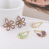 Alloy Pearl Crystal Flower Basket Pendant DIY Earring Material 4pcs