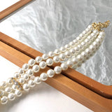 Alloy Pearl Crystal Glass Hepburnesque Flower Necklace Choker