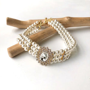Alloy Pearl Crystal Glass Hepburnesque Flower Necklace Choker