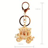 Sparkly Pumpkin Keychain with Golden Carriage Pendant