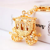 Sparkly Pumpkin Keychain with Golden Carriage Pendant