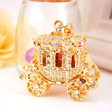Sparkly Pumpkin Keychain with Golden Carriage Pendant