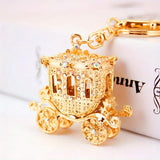 Sparkly Pumpkin Keychain with Golden Carriage Pendant