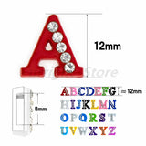 Rhinestone Slide Letters Charms 8mm Alphabet 50pcs for Bracelet Collar Jewelry